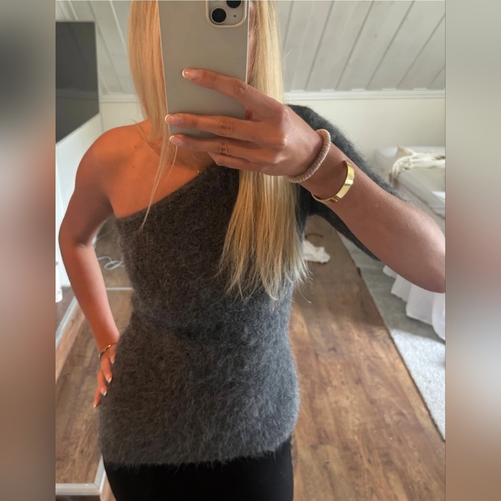 Zara Charcoal Off-Shoulder Sweater